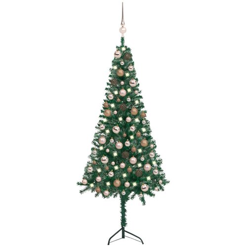  Kutno umjetno božićno drvce LED s kuglicama zeleno 120 cm PVC Slike