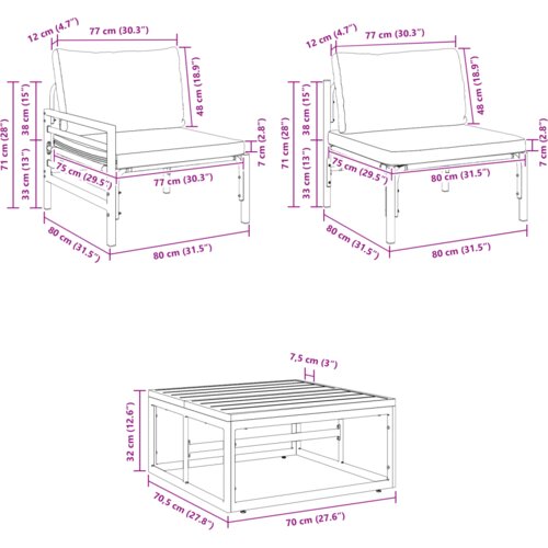 vidaXL Sjedeća garnitura za vrt 6 pcs Antracit 70 x 70.5 x 31.5 cm Cene