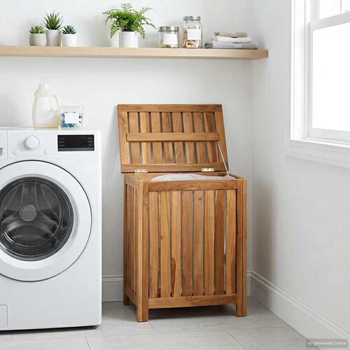  Ko&scaron;arica za rublje Prirodna 50 x 35 x 60 cm Čvrsto teak drvo Cijene