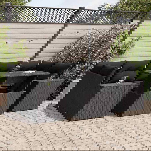 vidaXL 7-dijelni set vrtnih sofa od poliratana s jastucima crni Cijene