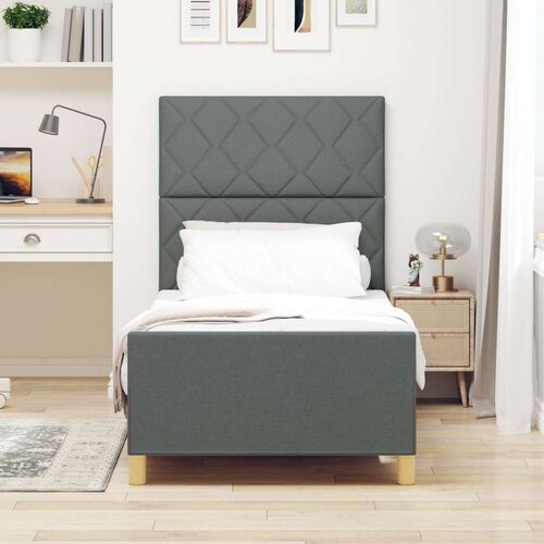 VidaXL Krevetna konstrukcija Tamno siva 90x200 cm Tkanina Slike
