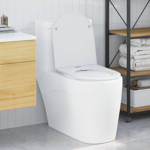 vidaXL Bela Plastika Standardna Gladko Zapiranje Sedež za WC Drugo Cene