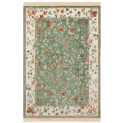 Nouristan Zelena/kremno bela viskozna preproga 135x195 cm Oriental &amp;ndash; Slike