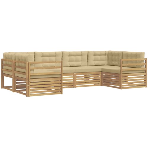 vidaXL Zunanja garnitura za sedenje 6 pcs Bela in bež Poliester, (5000280990) Cene