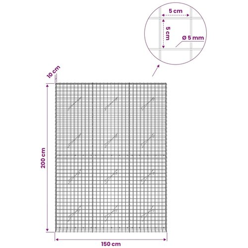  Gabion s žicom debljine 5 mm i mrežom 5x5 cm 150x10x200 cm - 10 cm 200 cm 150 cm Slike
