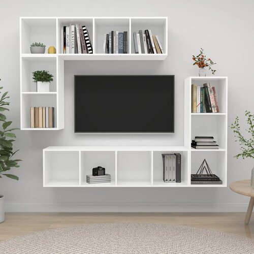  4-dijelni set TV ormarića bijeli od konstruiranog drva Cene