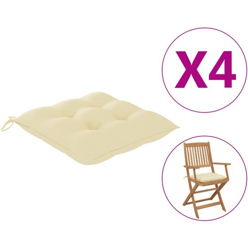 vidaXL Blazine za stole 4 kosi kremno bele 40x40x7 cm blago Cene