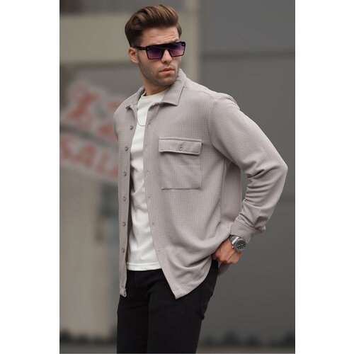 Madmext Men's Dyed Gray Plain Lumberjack Shirt 6721 Slike