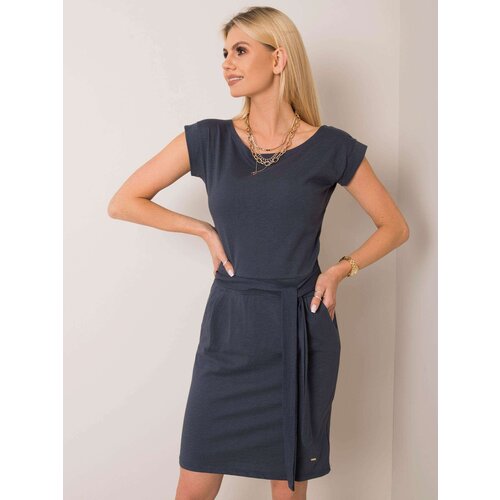 Fashion Hunters YOU DON&amp;#039;T KNOW ME. Dark blue dress with tie Slike