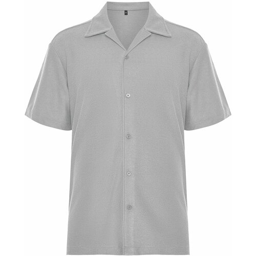 Trendyol Men's Gray Relaxed Fit Wide Collar Shirt Slike
