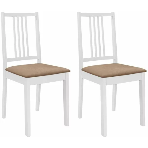  Blagovaonske stolice od masivnog drva s jastucima 2 kom bijele