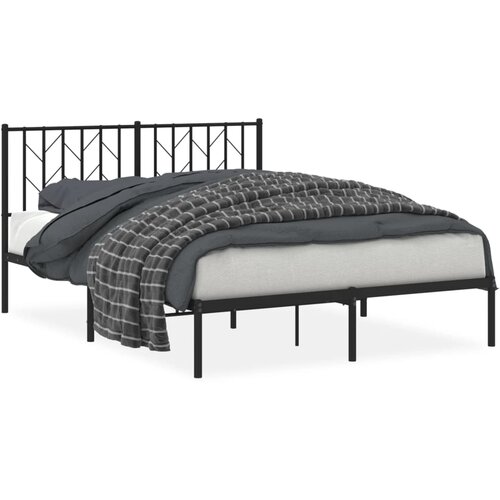 Maison Chic Kovinski Posteljni okvir - Dvoposteljna postelja - Zakonska postelja z vzglavjem črn 140x200 cm, (21693313) Cene