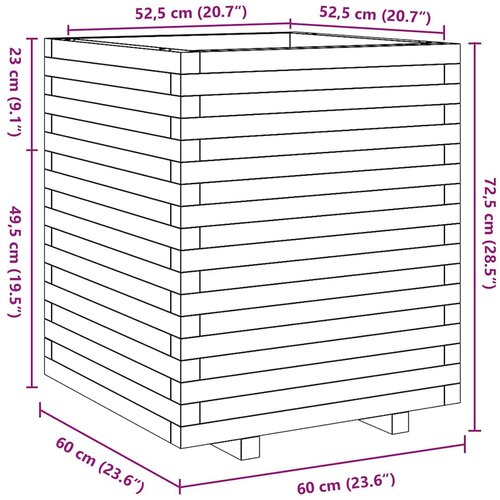  Vrtna sadilica bijela 60x60x72,5 cm od masivne borovine Slike