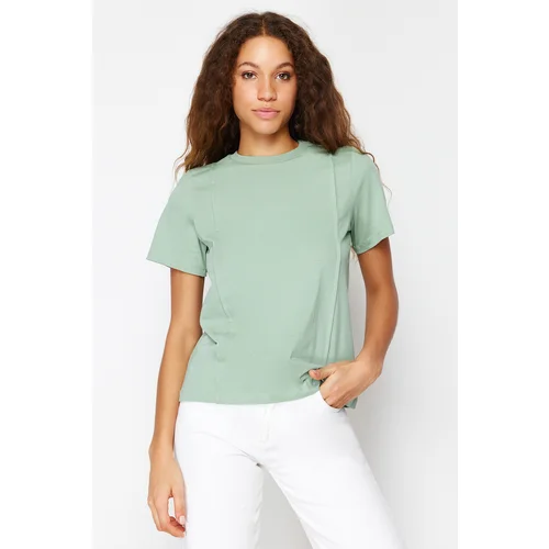 Trendyol Mint Crew Neck Ribbed Regular Knitted T-Shirt