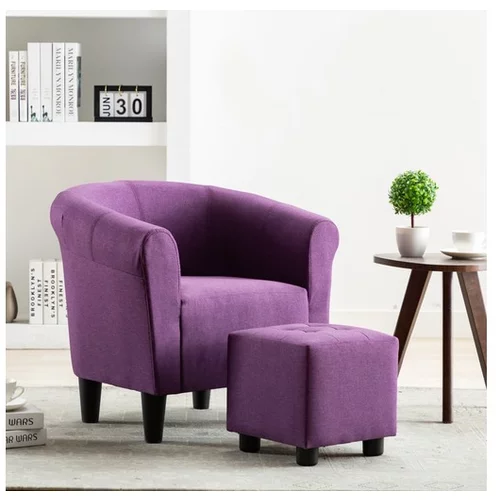  Naslanjač in stolček 2-delni komplet vijolično blago
