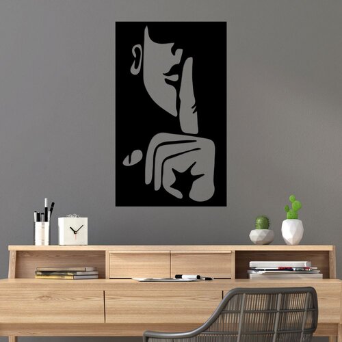 Wallity Zidna dekoracija Shut Up, 39x66 cm, Crna Slike