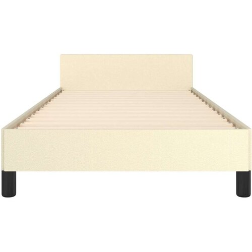  Okvir za krevet s uzglavljem krem 90x200 cm od umjetne kože Slike