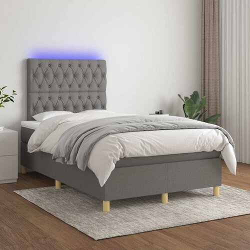  box spring s madracem LED tamnosivi 120 x 200 cm tkanina Cene