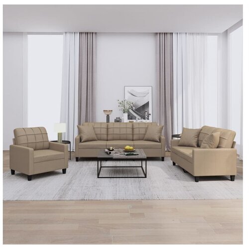 vidaXL 3-dijelni set sofa s jastucima boja cappuccina od umjetne kože Cijene