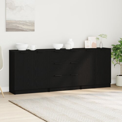vidaXL Sideboard Set od 3 Crni hrast MDF Srednji Crni hrast sideboard Cijene