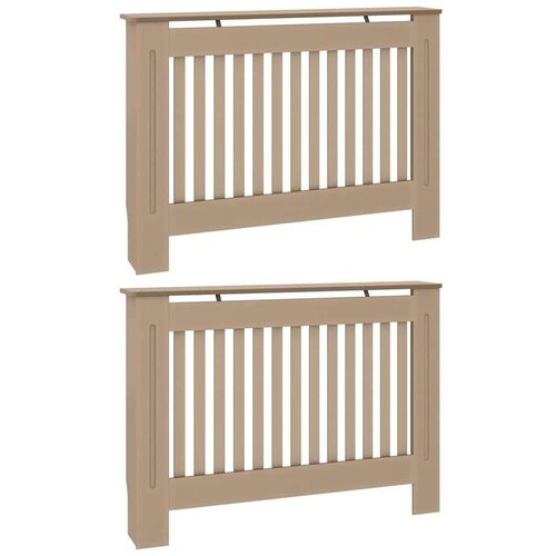 VidaXL pokrivač radijatora 2 pcs smeđa 112 x 19 x 81.5 cm Slike
