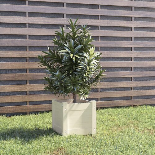 VidaXL Vrtna sadilica bijela 31 x 31 x 31 cm od masivne borovine Slike