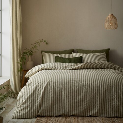 Pineapple Elephant Zelena 3-delna posteljnina za zakonsko posteljo/podalj&amp;scaron;ana 230x220 cm Cotton Rich Woven Stripe &amp;ndash; Slike