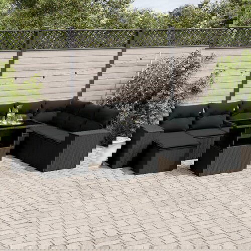 vidaXL 9-dijelni set vrtnih sofa s jastucima crni od poliratana Cijene