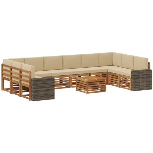 vidaXL Zunanja garnitura za sedenje 11 pcs Naravna in bež Poliester, (5000269246) Cene