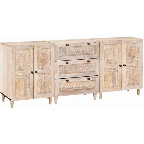 vidaXL Ormarić / Komoda 3 pcs Bijelo 60 x 33 x 75 cm masivno drvo manga Cijene