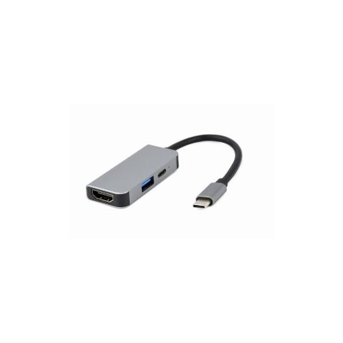 Docking station GEMBIRD USB adapter Type-C 3-in-1 multi-port adapter (USB port + HDMI + PD), silver, A-CM-COMBO3-02 Slike