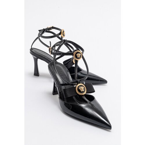 LuviShoes GRADO Black Patent Leather Women's Heeled Shoes Cene