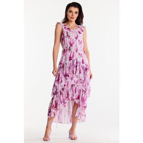 Awama Woman&amp;#039;s Dress A500 Pink/Flowers Slike