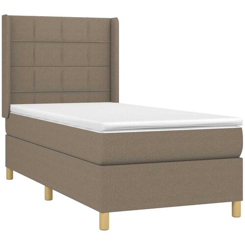 Krevet s oprugama i madracem smeđesivi 100 x 200 cm od tkanine Slike