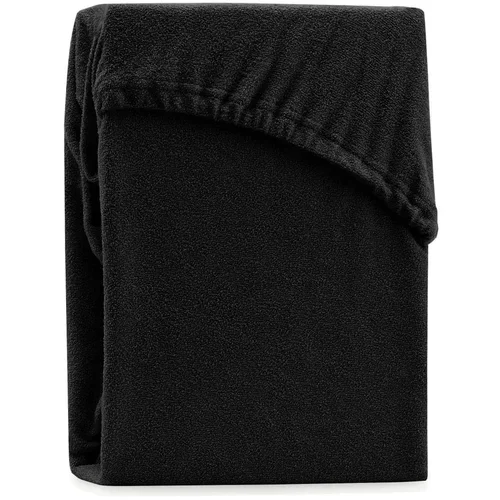 AmeliaHome Črna elastična rjuha za zakonsko posteljo Ruby Siesta, 220/240 x 220 cm