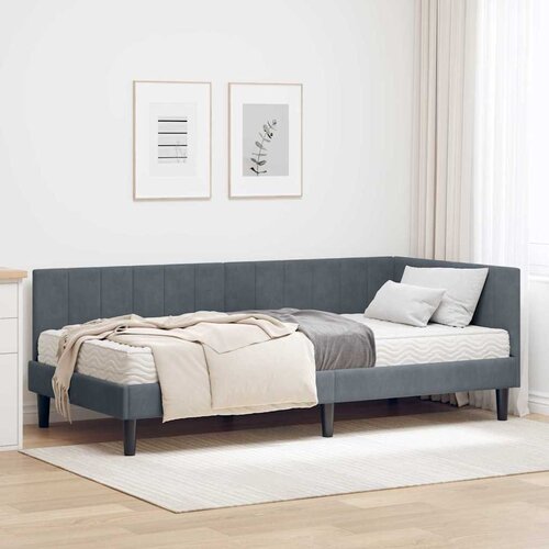 vidaXL Kutni okvir kreveta s madracem Tamno siva 100 x 200 cm Baršun Cijene