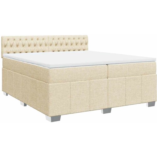 Maison Chic Box spring postelja - Vzmetna postelja z vzmetnico krem 200x200 cm blago SL5659, (21887244) Cene