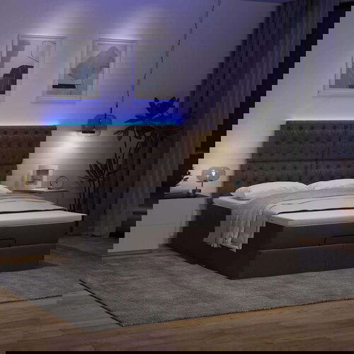  Otomanska postelja z vzmetnico &amp;amp; LEDs rjav 140x190 cm blago, (22011799) Slike