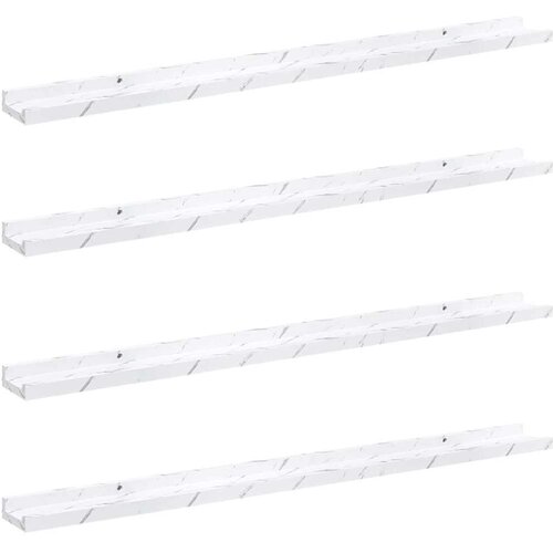  Polica na zidu s policom 4 pcs Bijeli mramor 100 x 9 x 3 cm Slike