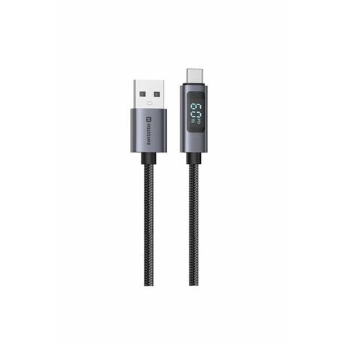 Swissten kabel LED indikator, USB/USB-C 1,5 m, 60W, tekstilni crni Cijene