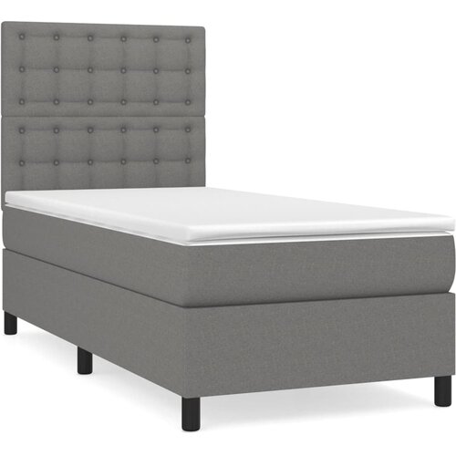 VidaXL Box spring postelja z vzmetnico temno siva 90x190 cm blago, (20898969) Slike