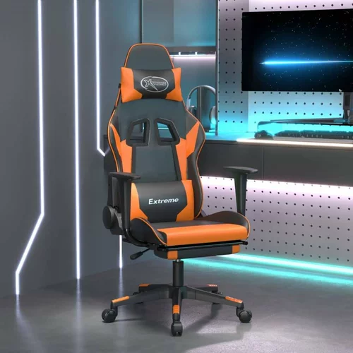  Gaming stol z oporo za noge črno in oranžno umetno usnje, (21152265)
