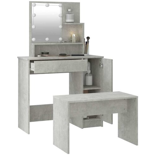  Set toaletnog stolića LED siva bojabetona od konstruiranog drva 60 x 40 x 140 cm Slike