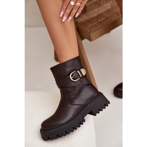Boto Insulated Women's Boots with Gold Buckle Chocolate Elanore Cene