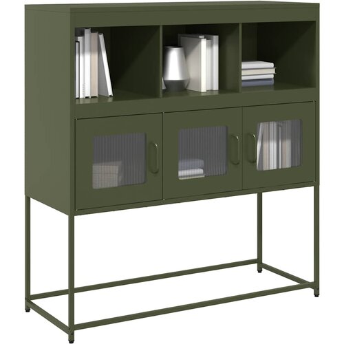 vidaXL Komoda olivno zelena 100,5x39x107 cm hladno valjano jeklo Cene
