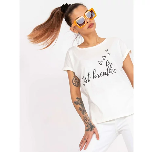 Fashion Hunters Beige women's T-shirt with short sleeves with the inscription Pole