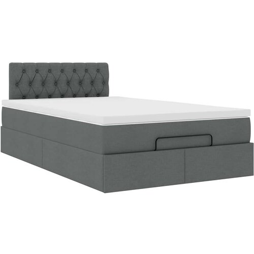 VidaXL otomanski krevet s madracem tamnosivi 120x190 cm tkanine Slike