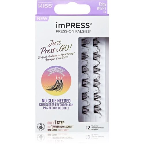 Kiss imPRESS Just Press & GO ! šopaste lepilne trepalnice brez vozlička Edgy Whispy C 12 kos Cene