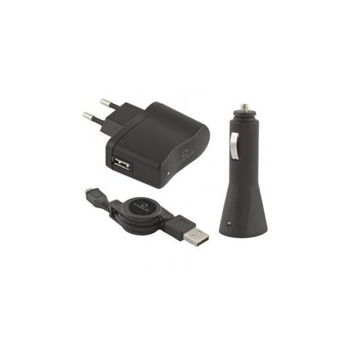  USB punjaci + microUSB kabl TITANUM, 3in1 set, DC 12-24V, AC 100-240V, out 5V/0,8A, TZ106 Slike