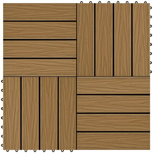 vidaXL pločice za trijem 11 kom reljefne WPC 30 x 30 cm 1 m² boja tikovine Cijene